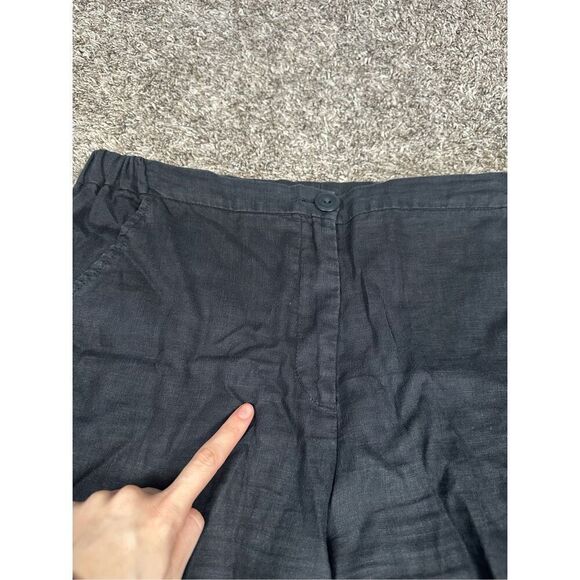 FLAX Linen Pants Black Women’s S Lagenlook Wide Tapered Leg Flowy Zip Button - Picture 11 of 14